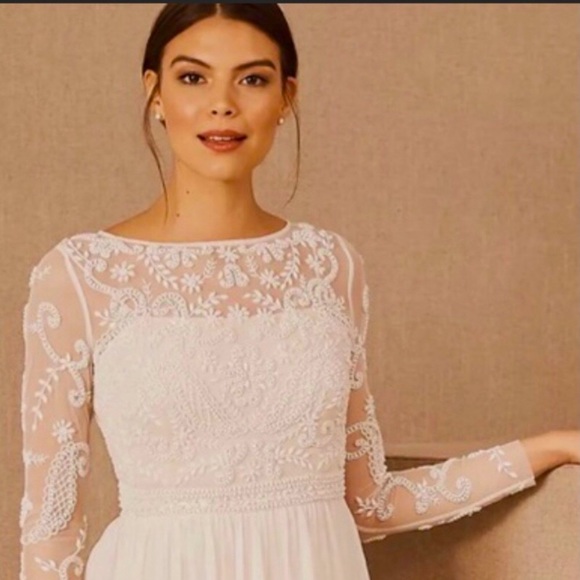 BHLDN Sinclair 6 Champagne Beaded Bodice Wedding Gown - Picture 12 of 16